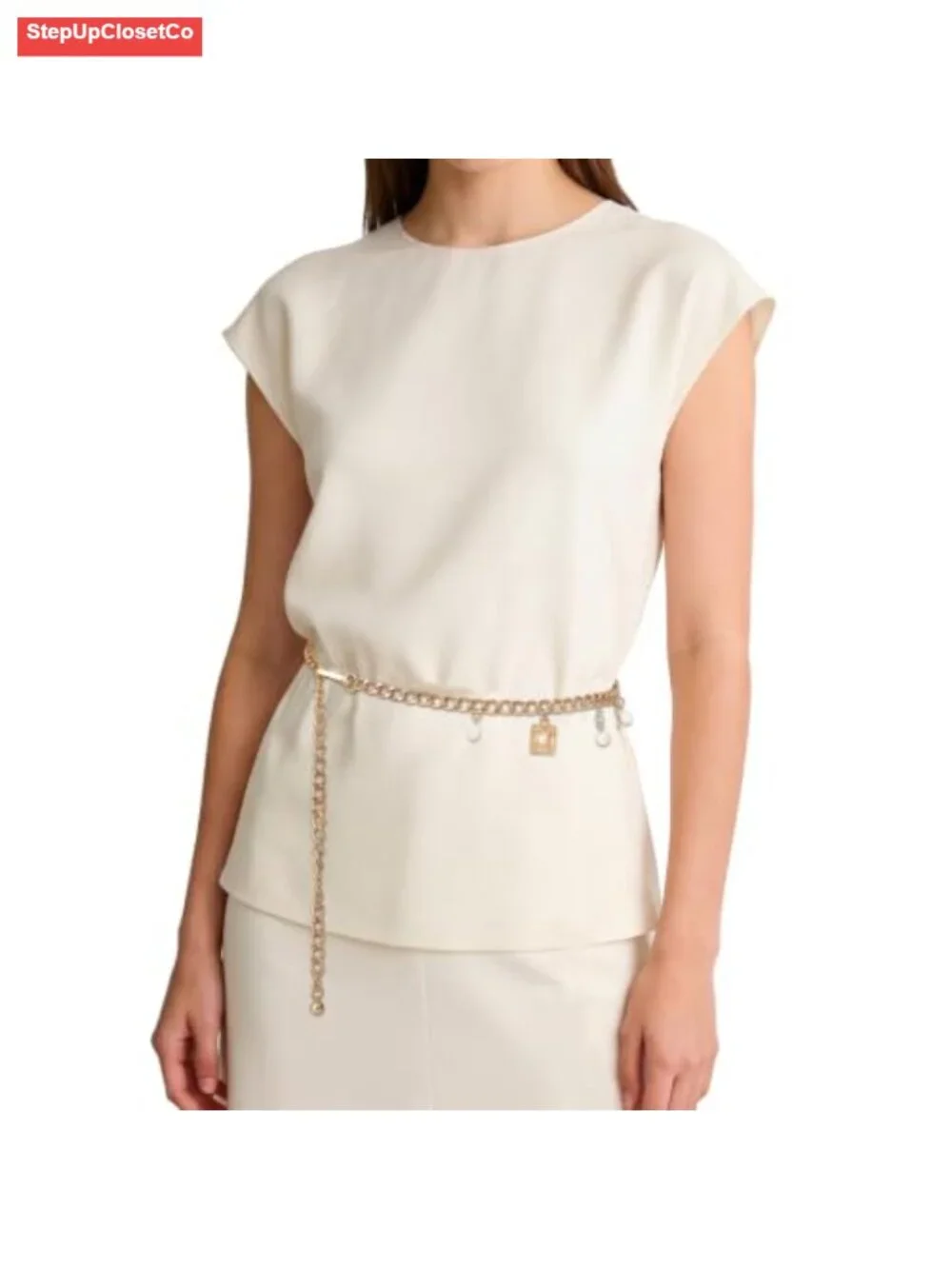 Adjustable Gold Chain Belt with Faux Pearls for Women